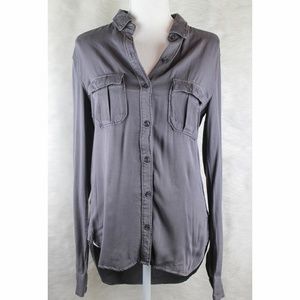 AEO Gray Boyfriend Button Down Blouse